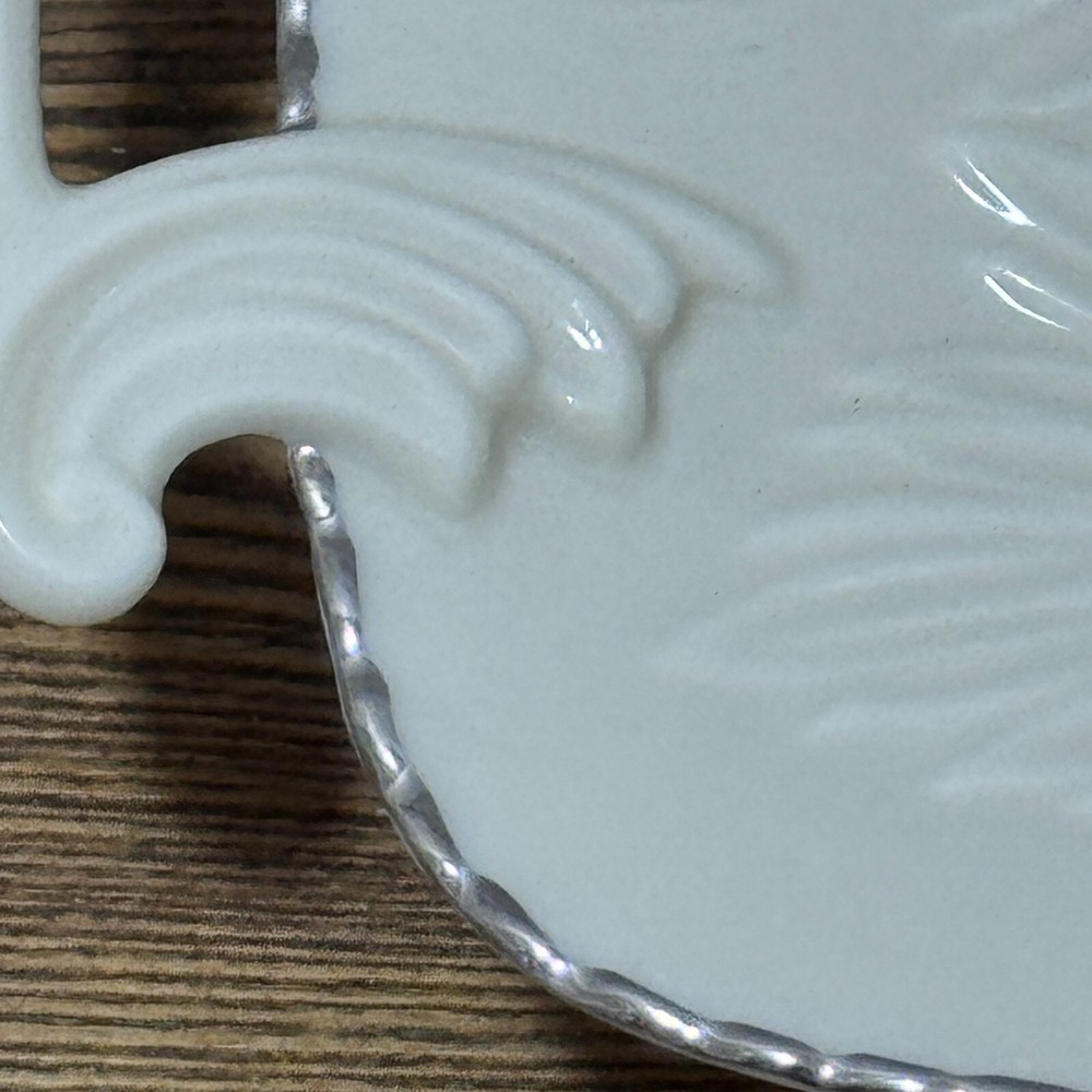 Lenox Ivory Rectangular Celery Asparagus Serving Tray Platter 13.5" Silver Trim