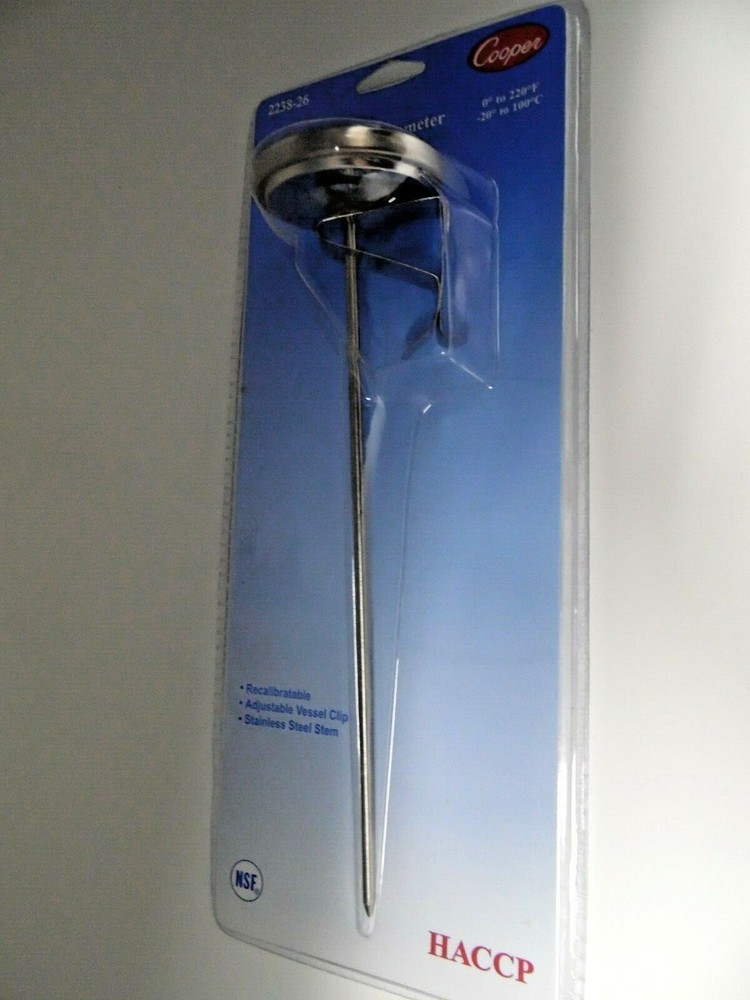 Thermometer Instant Read Cooper 8" Probe Stem Classic Large Round 2"Dial Display