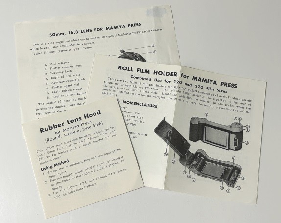 Mamiya Press Instruction Manuals