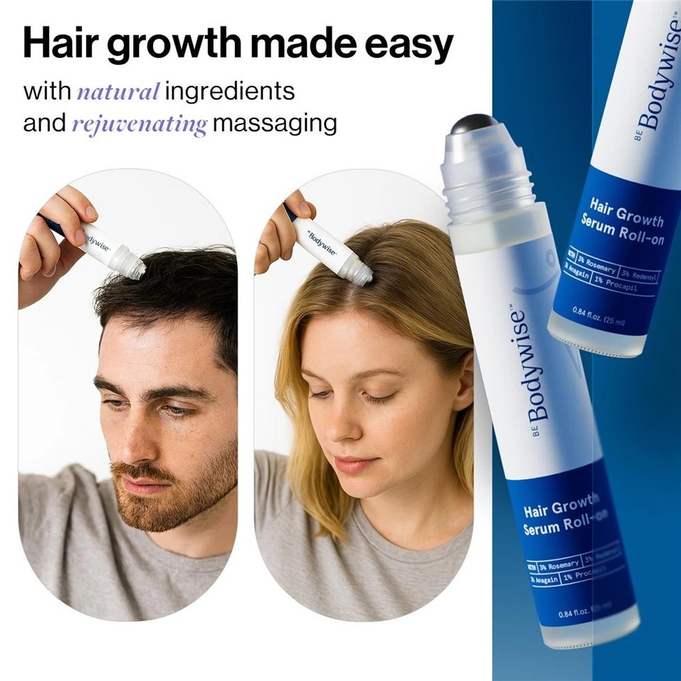 Be Bodywise Hair Growth Serum Roll On - 3% Rosemary, 3% Redensyl & 2% - 25ml