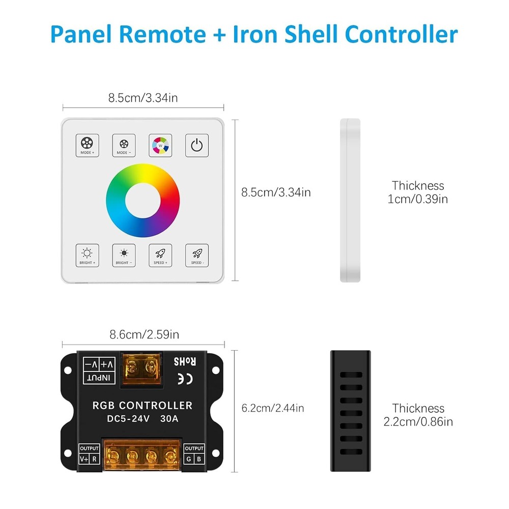 RGB LED Strip Controller RF Wireless Remote Control 5050 3528 Touch Panel Dimmer