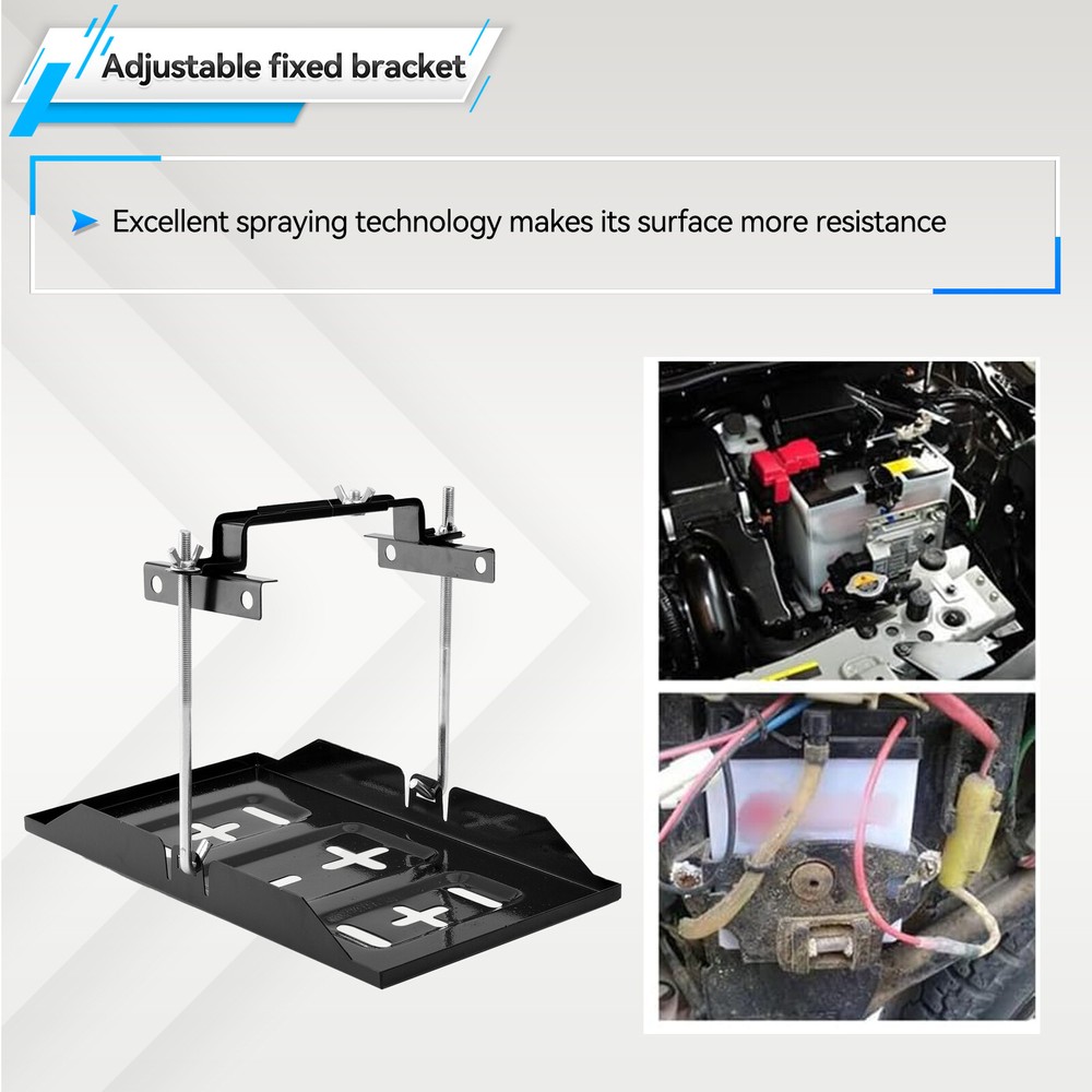 Universal Storage Battery Holder Adjustable Tray & Hold Down Clamp Bracket Kit