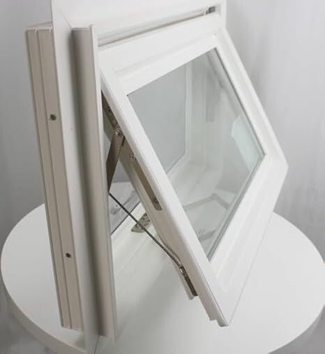 Crank Out Windows 42" x 16" White Vinyl Tempered Glass Low-E Awning Window