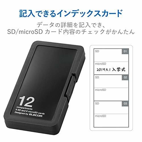 ELECOM memory card case SD case plastic(SDx6 + micro SDx6) CMC-SDCPP12BK NEW