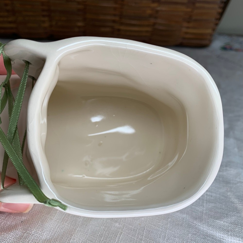 Hand Painted Signed Ceramic Planter Trinket Candy Nut Dish Easter Spring Decor