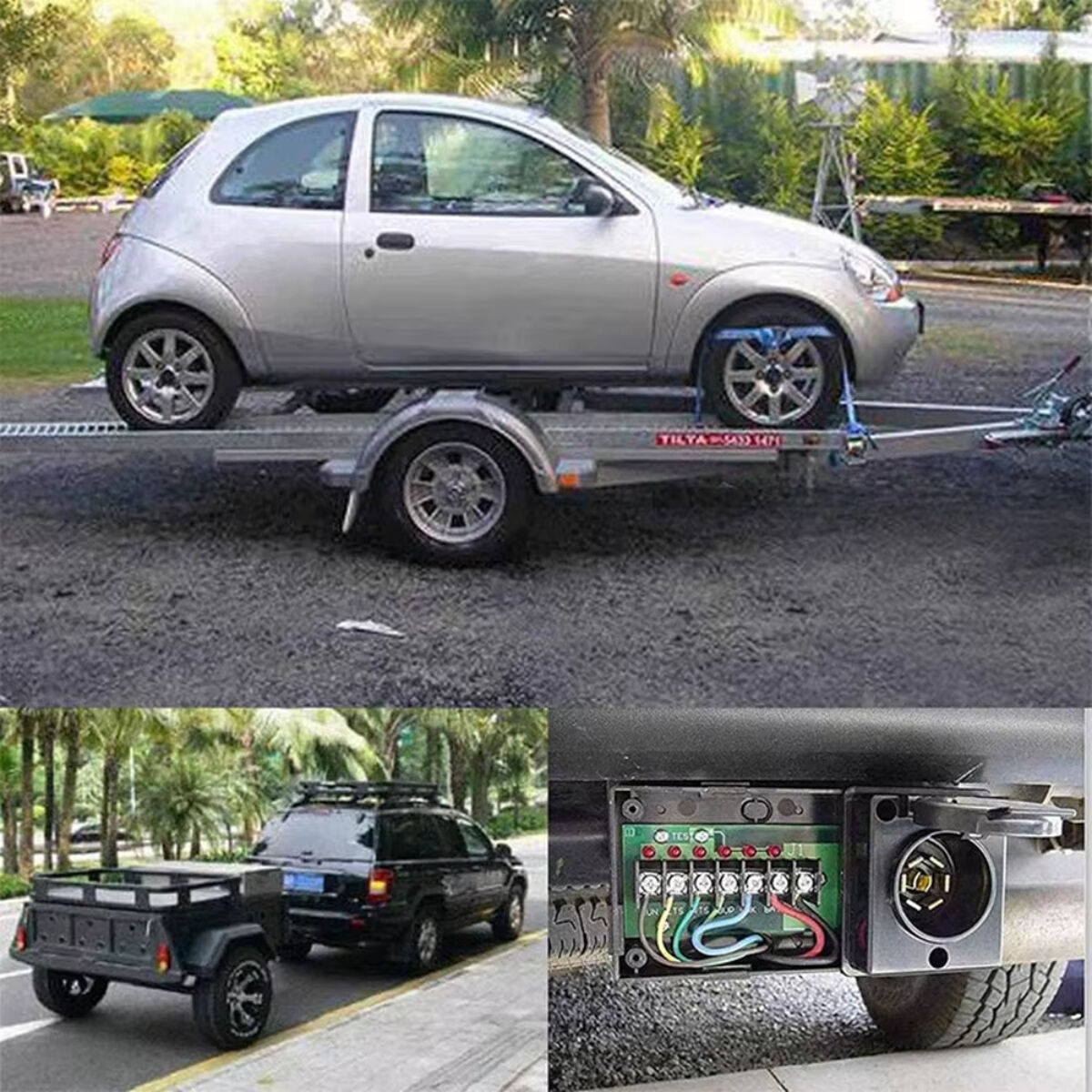 7 Way Round to 4/5 Pins Flat Trailer Wiring Plug Adapter for Truck RV Tow Hitch