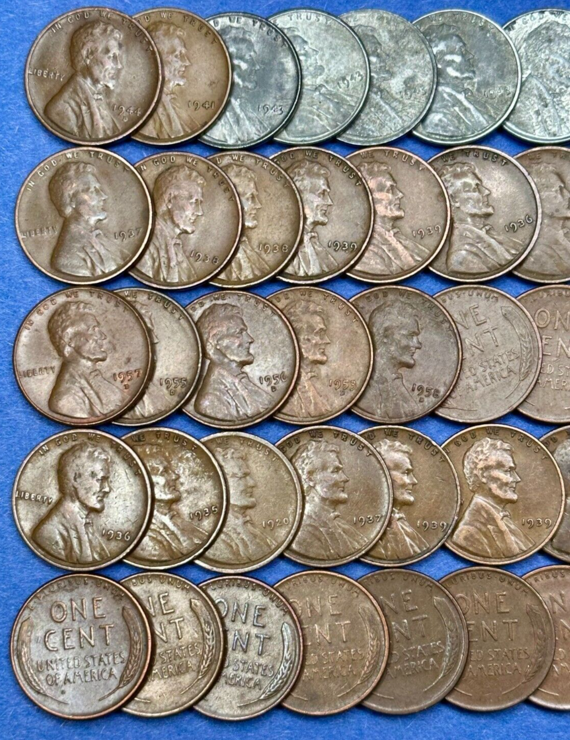 Wheat Penny Rolls STEEL WHEAT PENNIES Mixed Dates 1930-1958 PDS ~ FREE SHIPPING!