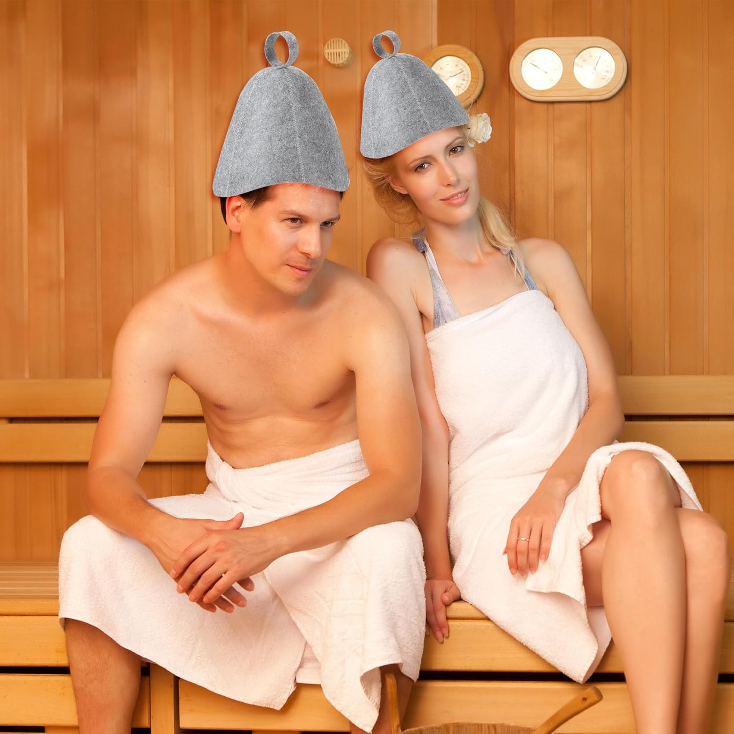 2 Pack Sauna Hat, Wool Felt Sauna Cap Russian Banya Cap Unisex Sauna