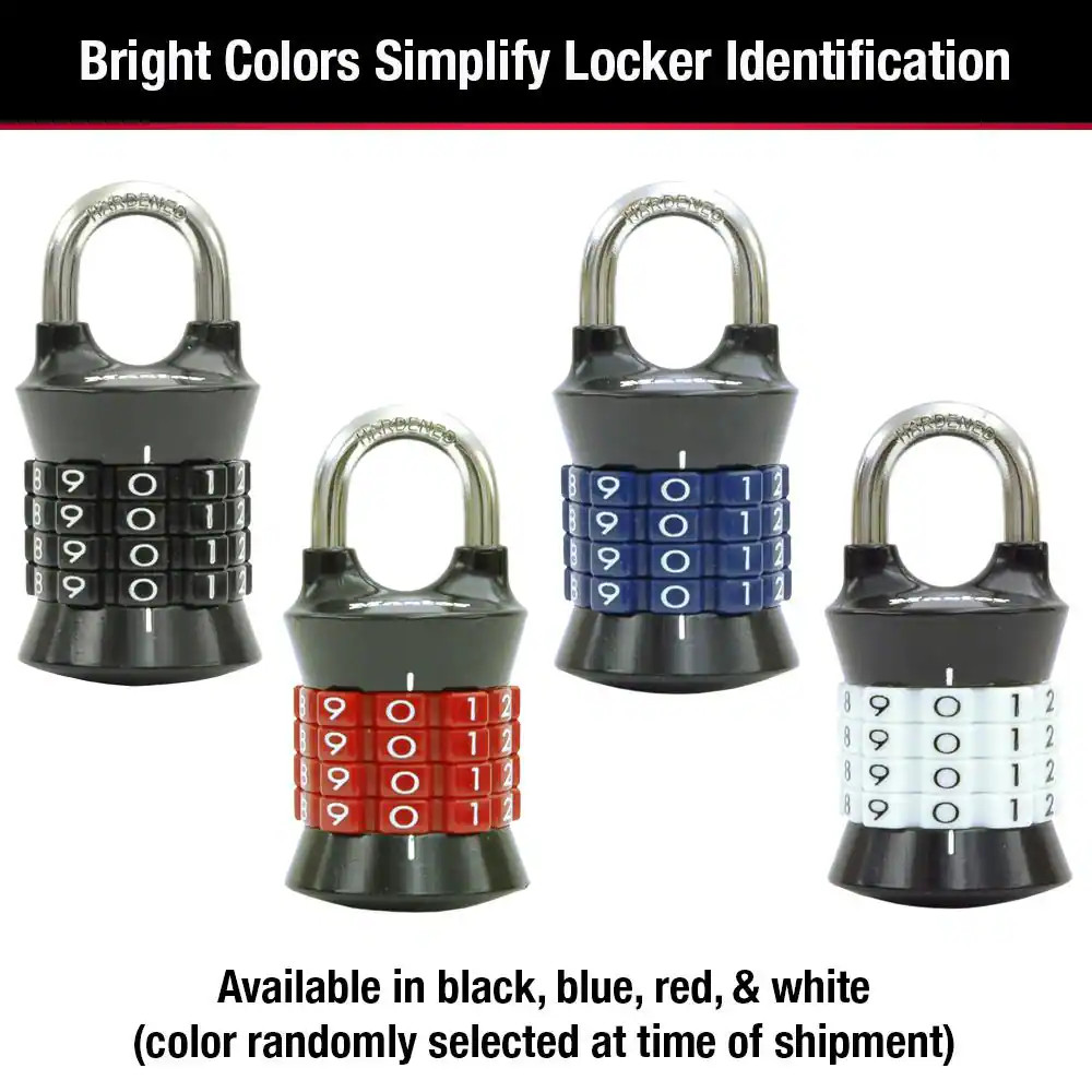Combination Locker Lock, Resettable, Assorted Colors
