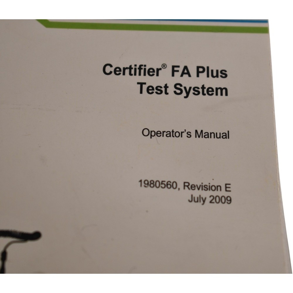 TSI 1980560 Rev. E Certifier FA Plus Test System Manual