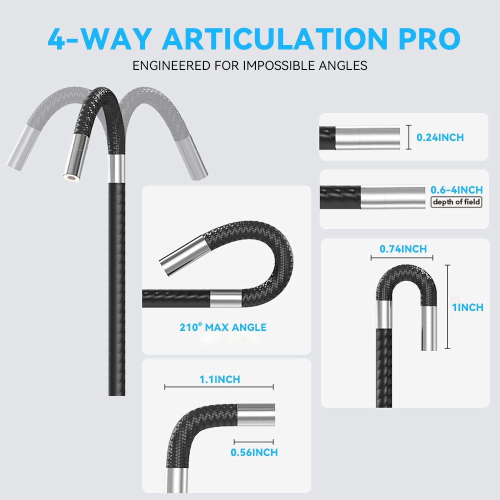 SALE! 4-Way 720° Articulating Borescope Industrial Endoscope Inspection Camera