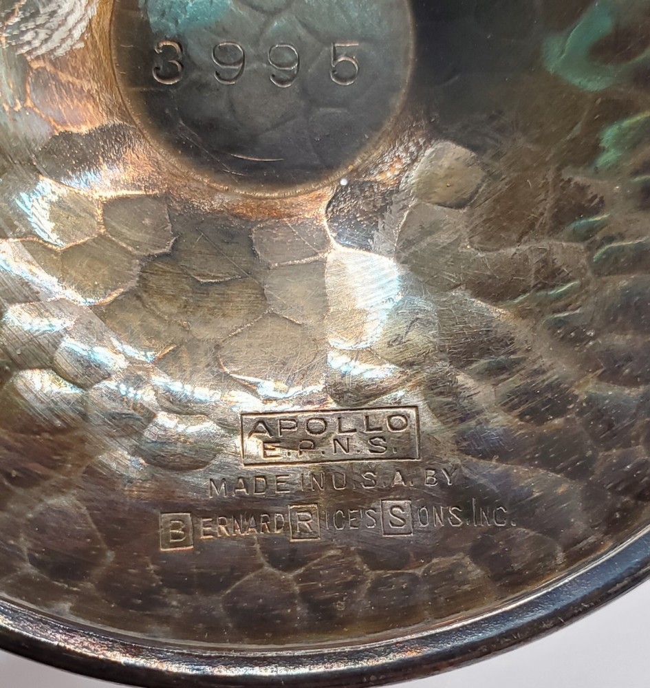 Bernad Rice's Sons 1920 - Apollo EPNS Hammered Silver Plate Cocktail Cups Set 6