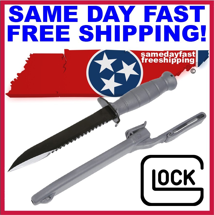 GLOCK GRAY KG039180 Field Knife w/Sheath 6.5" w/Saw SAME DAY FAST FREE SHIPPING