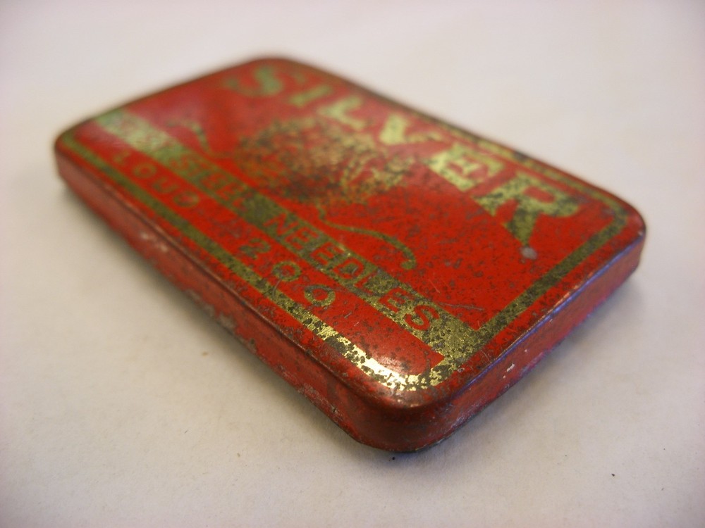 Phonograph Victrola Gramophone Needle Tin - Silver