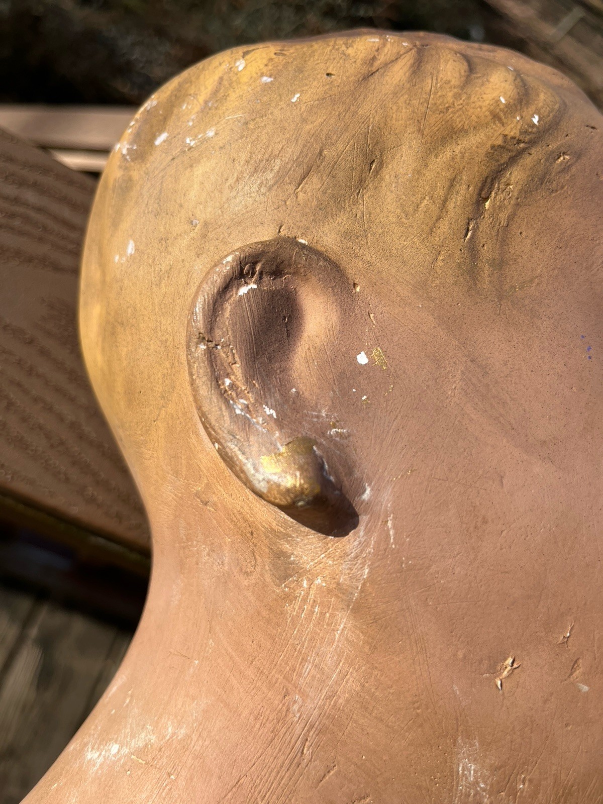 Antique, 1900’s Plaster Child Mannequin Bust, German, Brown Eyes, Blond Hair