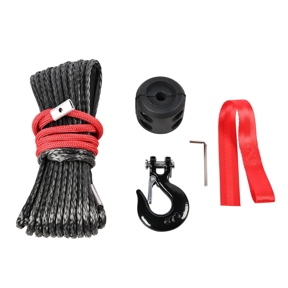 Synthetic Winch Rope Kit, 1/4'' x 50FT w/ 10000 lbs Strength, Protective Sleeve