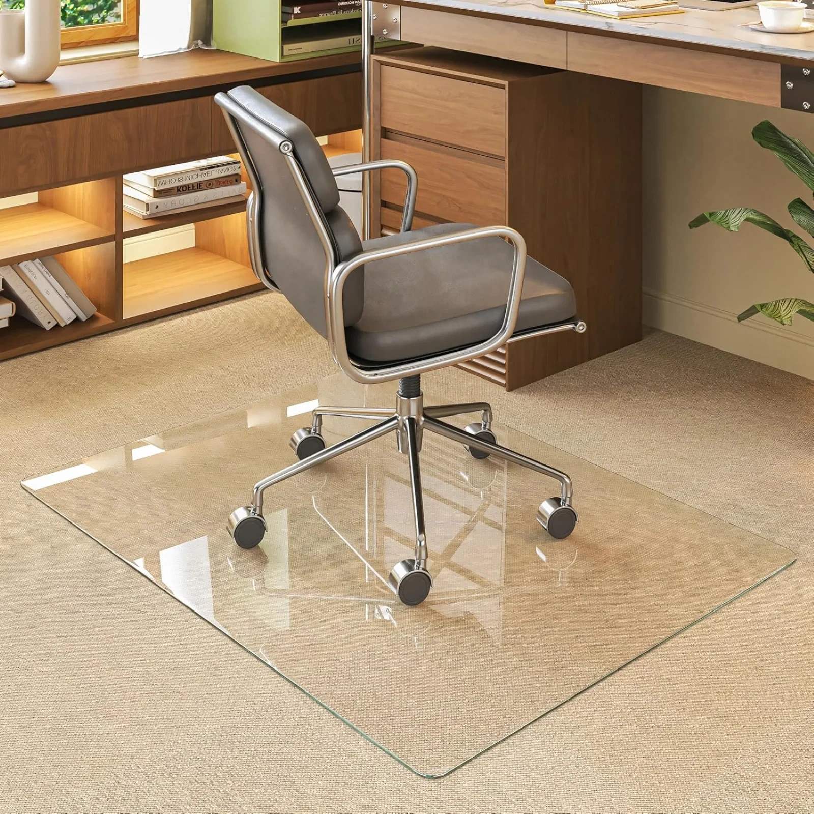 36.1" x 46" Heavy Duty Hard Tempered Glass Mat Glass Chair Mat,Clear