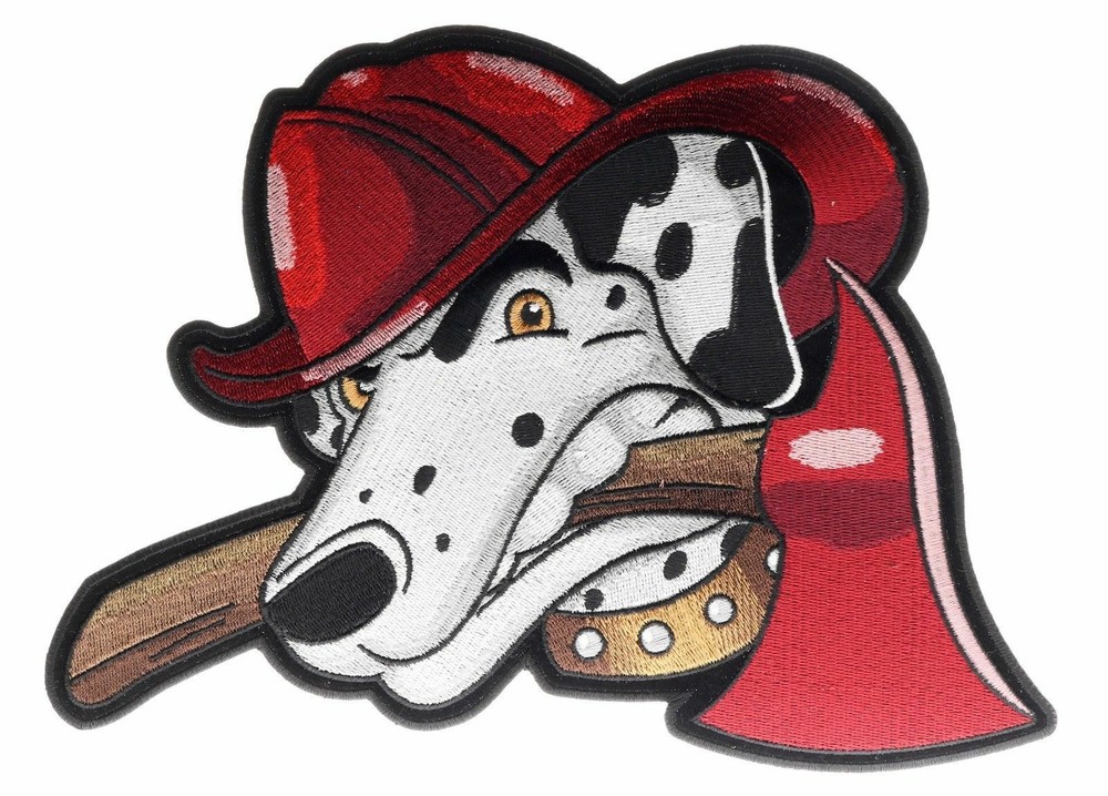 Firefighter FIRE DEPT Dalmatian Dog Axe 10 inch Back Embroidered Patch LD1