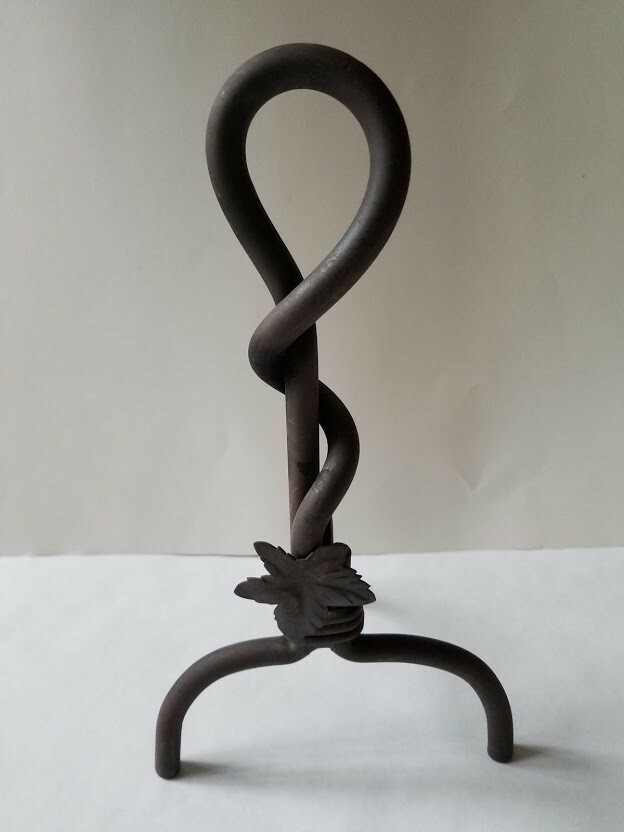 Vintage Maple Rust Leaf Fireplace Hearth Andirons