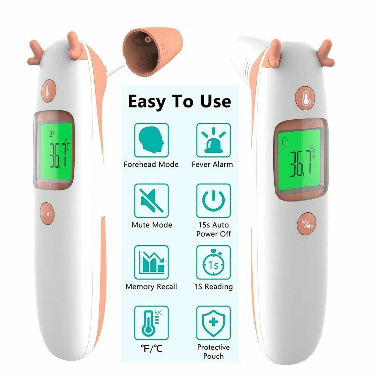 LCD Digital IR Infrared Thermometer Non-contact Temperature Gun Ear Forehead FDA