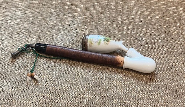 Porcelain Smoking Pipe in Vintage German Hunting Style
