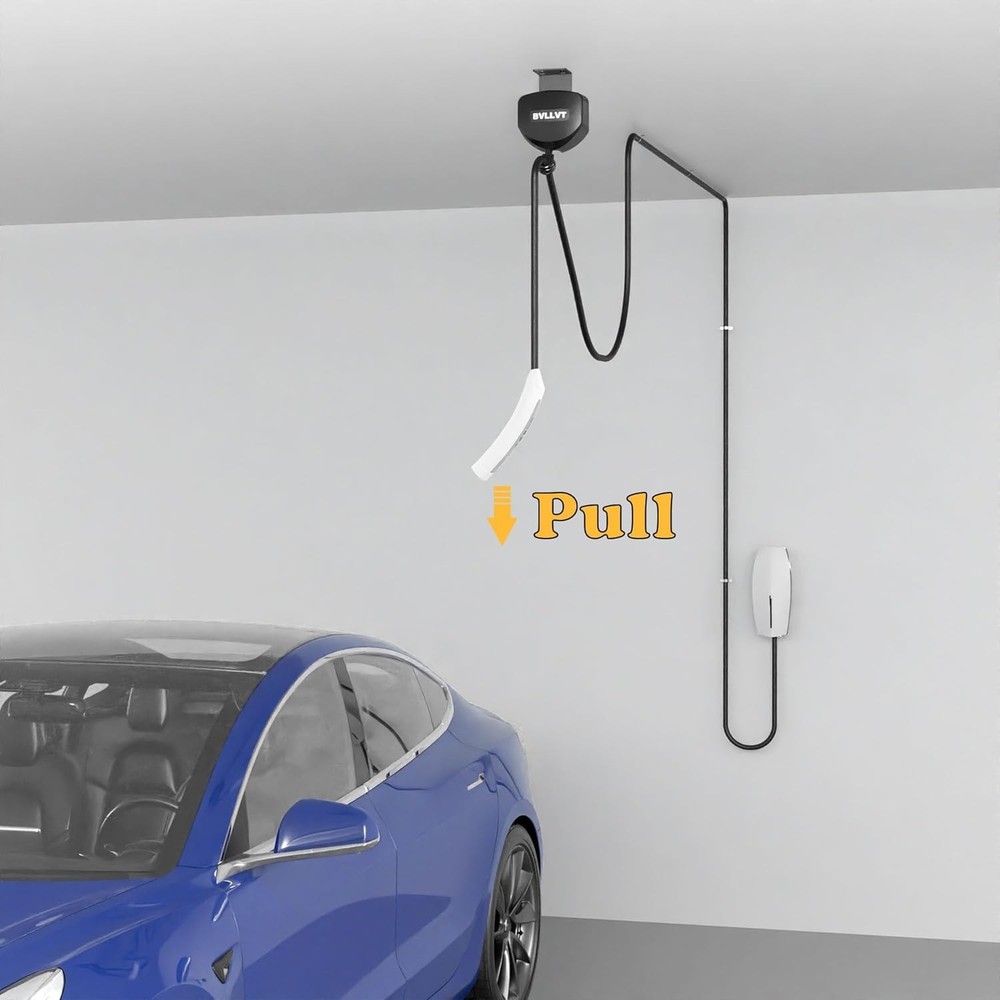 Ceiling Mounted & Wall Mounted EV Charger Cable Retractor - 11.5ft Automatic ...