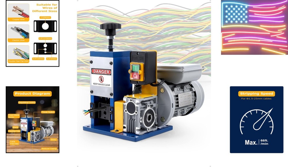Automatic Wire Stripping Machine for 0.06" -0.98",[High Precision] Wire Strip...