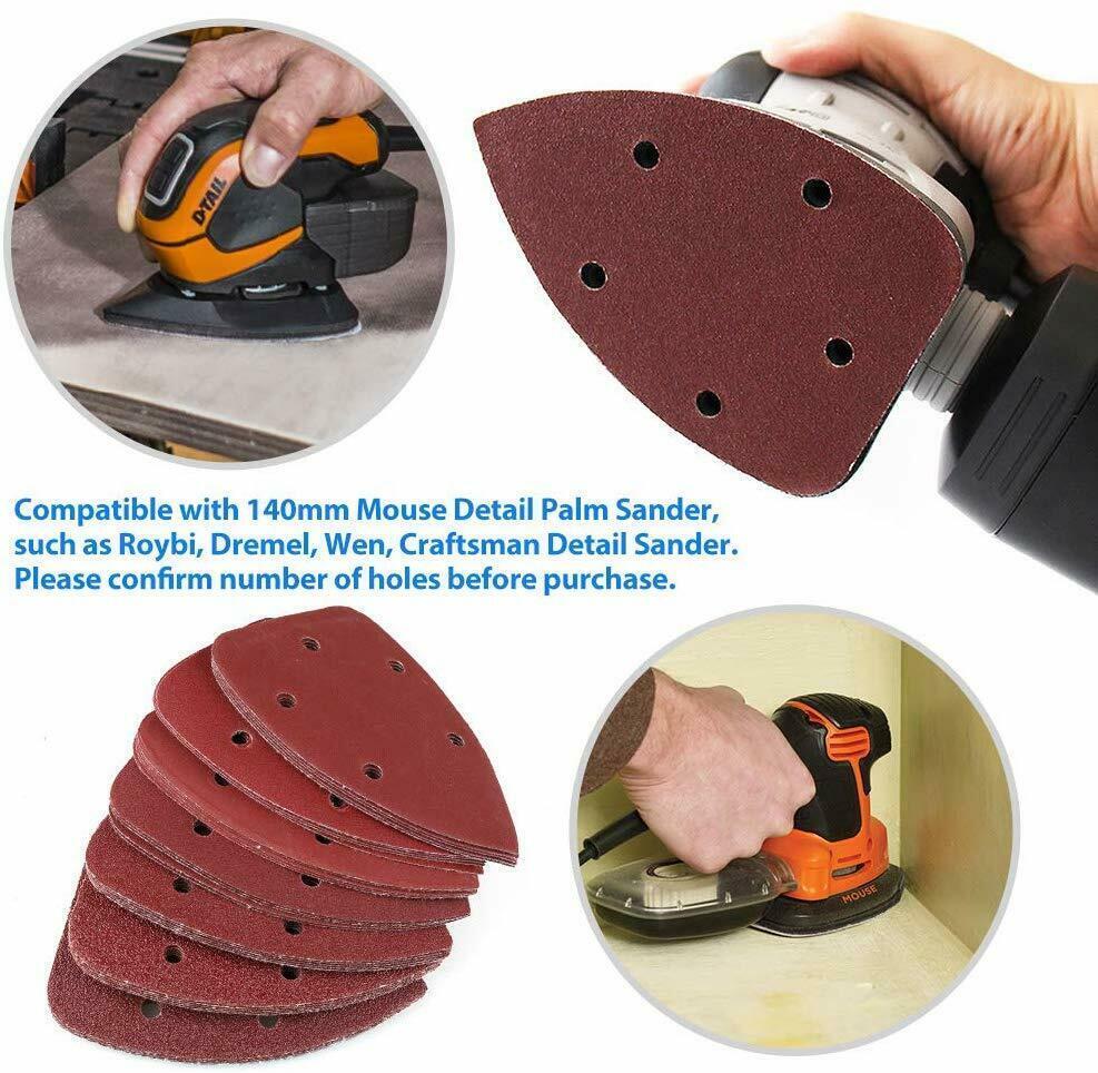 70PCS Sander Pads Sanding Sheets Sandpaper Hook and Loop Assorted 40-320 Grit