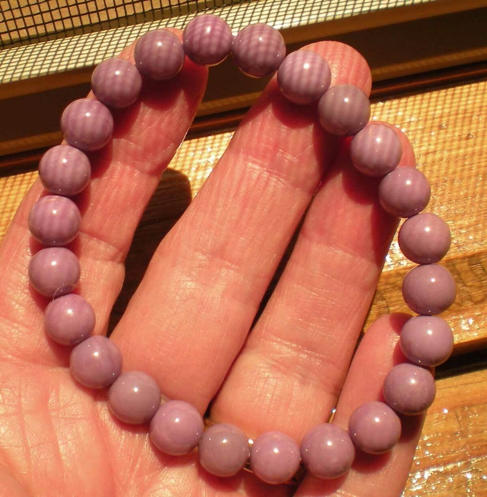 Phosphosiderite 7 mm Bead Elastic Bracelet, Chili j3183