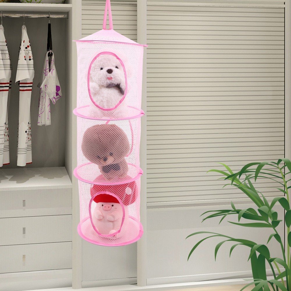 2 Pcs Hanging Mesh Organizer Multi Layer Foldable Drying Net For Plush Toys