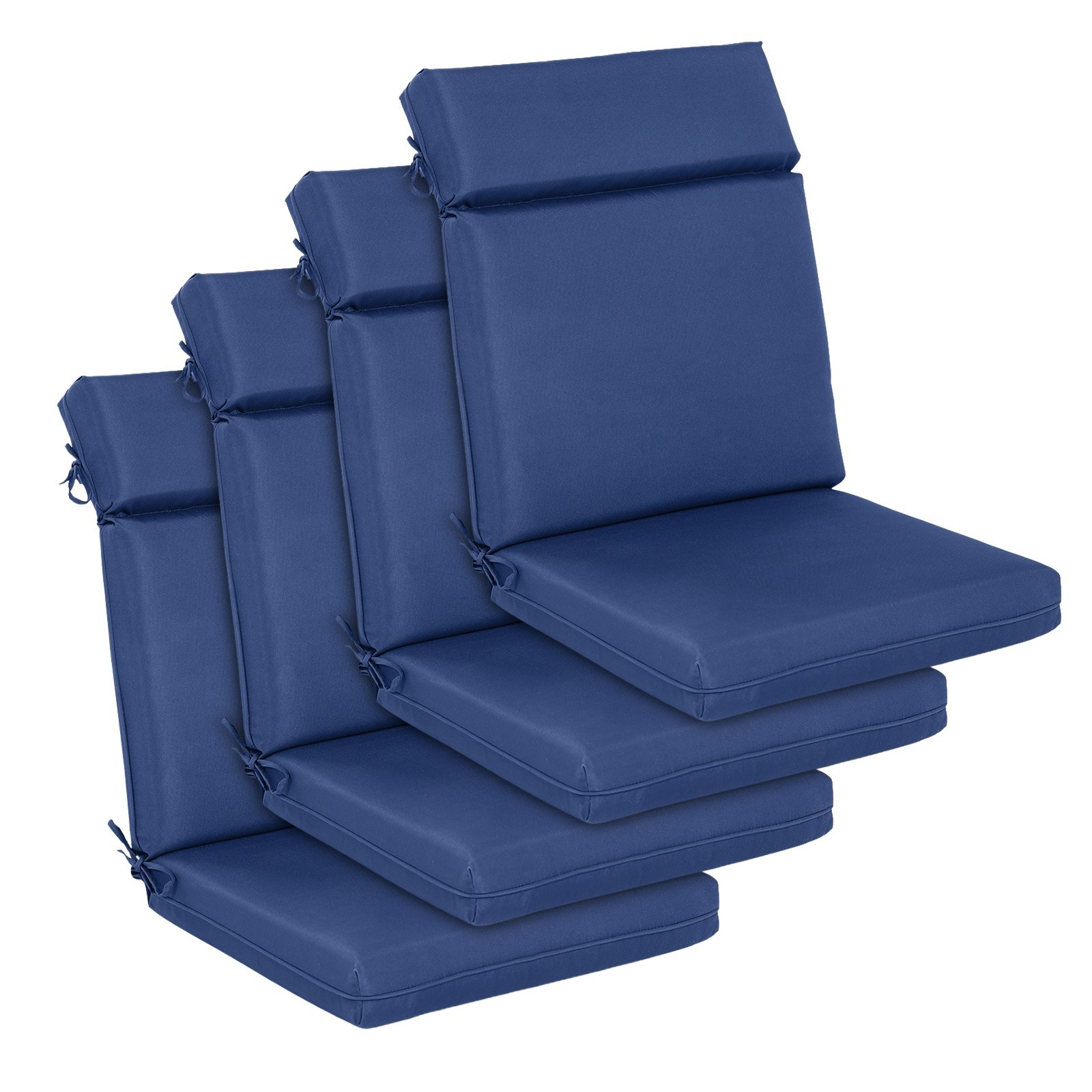 4Pcs Chair Cushions Seat Outdoor Patio High Back Deck Cartridge Cushion with Tie