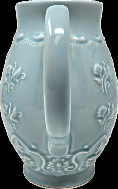 Vera Bradly 8" Java Blue Majolica Pitcher- Preowned