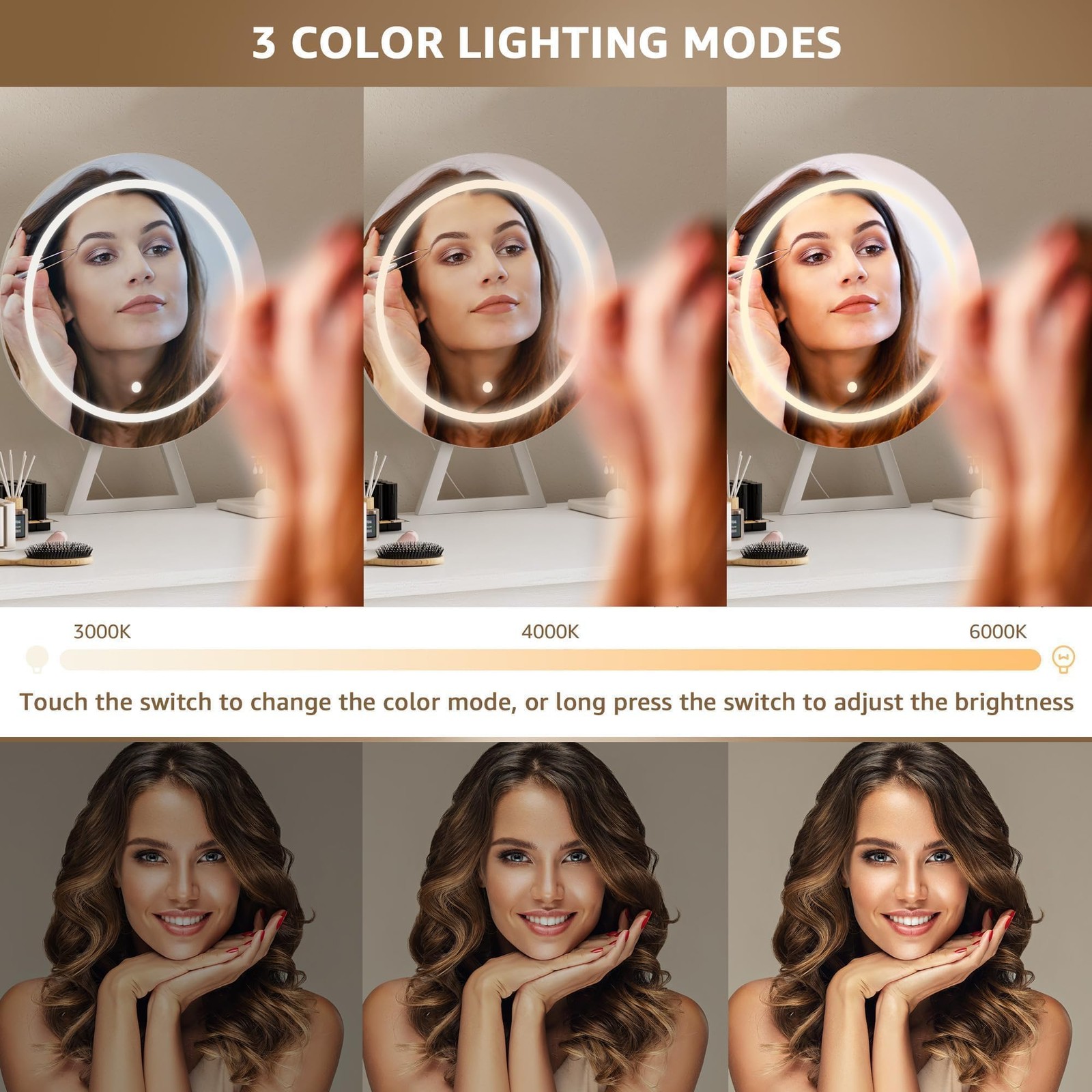 47" Peinadoras Para Cuartos Con Espejo Luces y Silla Tocador De Maquillaje Mujer