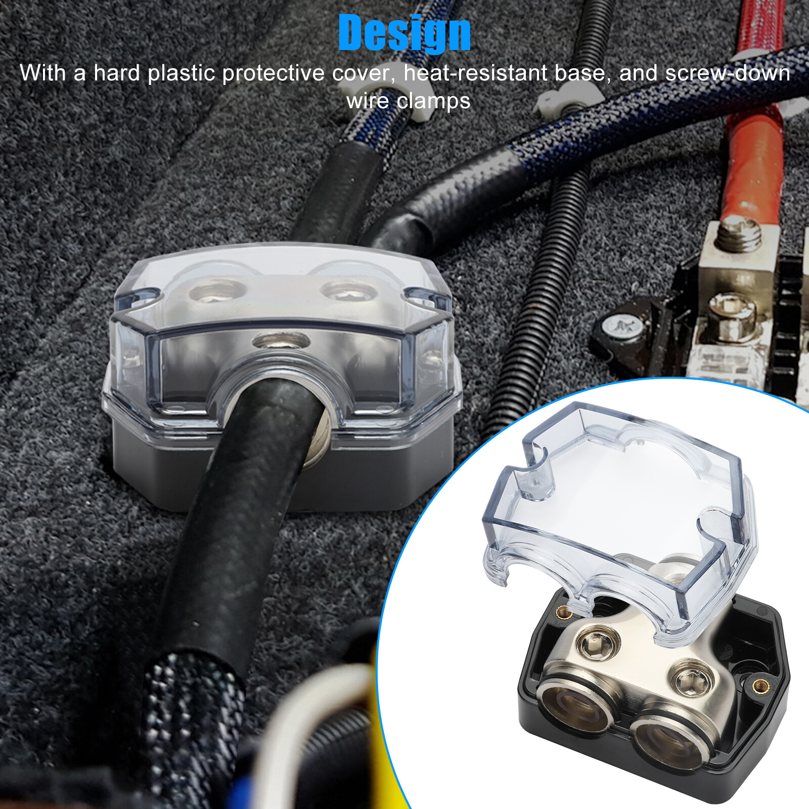 2X 2Way Distribution Block 0 Gauge In Out Car Audio Amp Power Ground Distributor