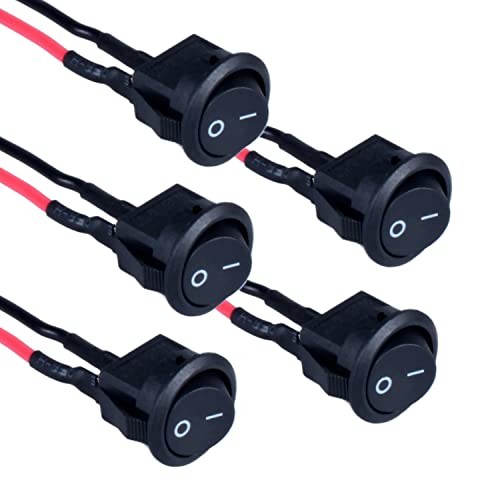 5Pcs Round Rocker Switch Mini Latching Toggle Switch ON Off 15mm Black-5Pcs