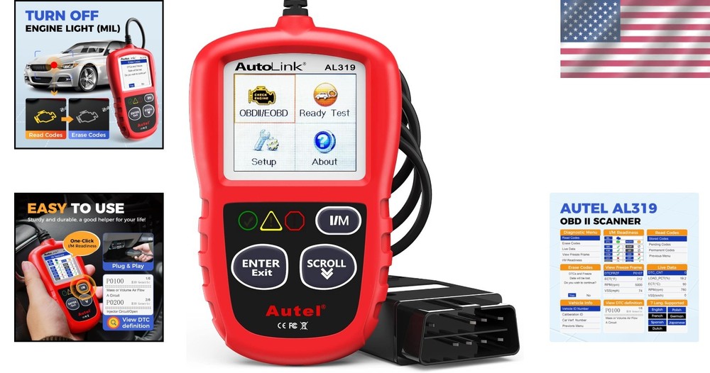 2026 Upgraded AL319 Code Reader – Quick DTC Clearing & One-Click I/M Readiness