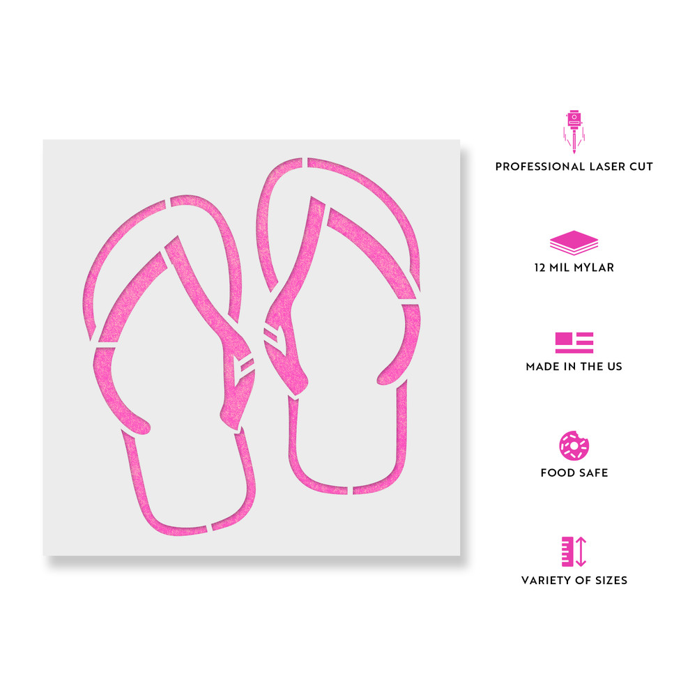 Flip Flops Stencil - Durable & Reusable Mylar Stencils