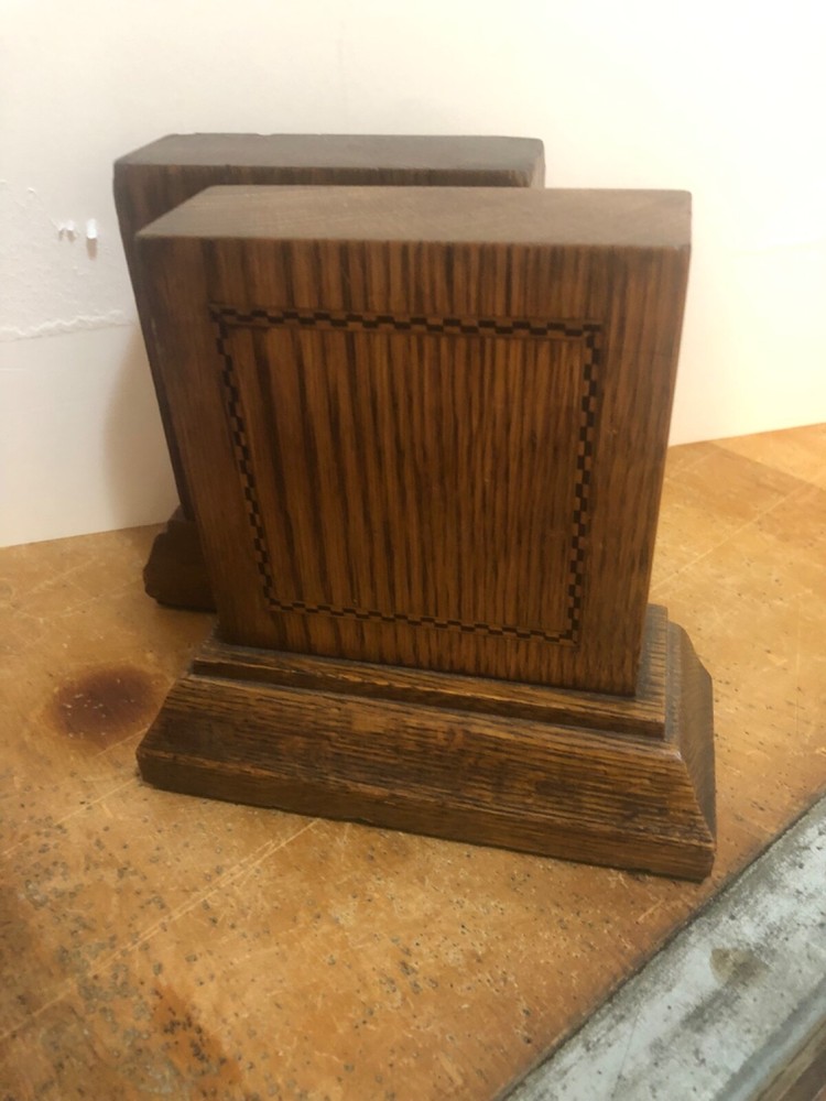 Vintage Unique Oak Bookends