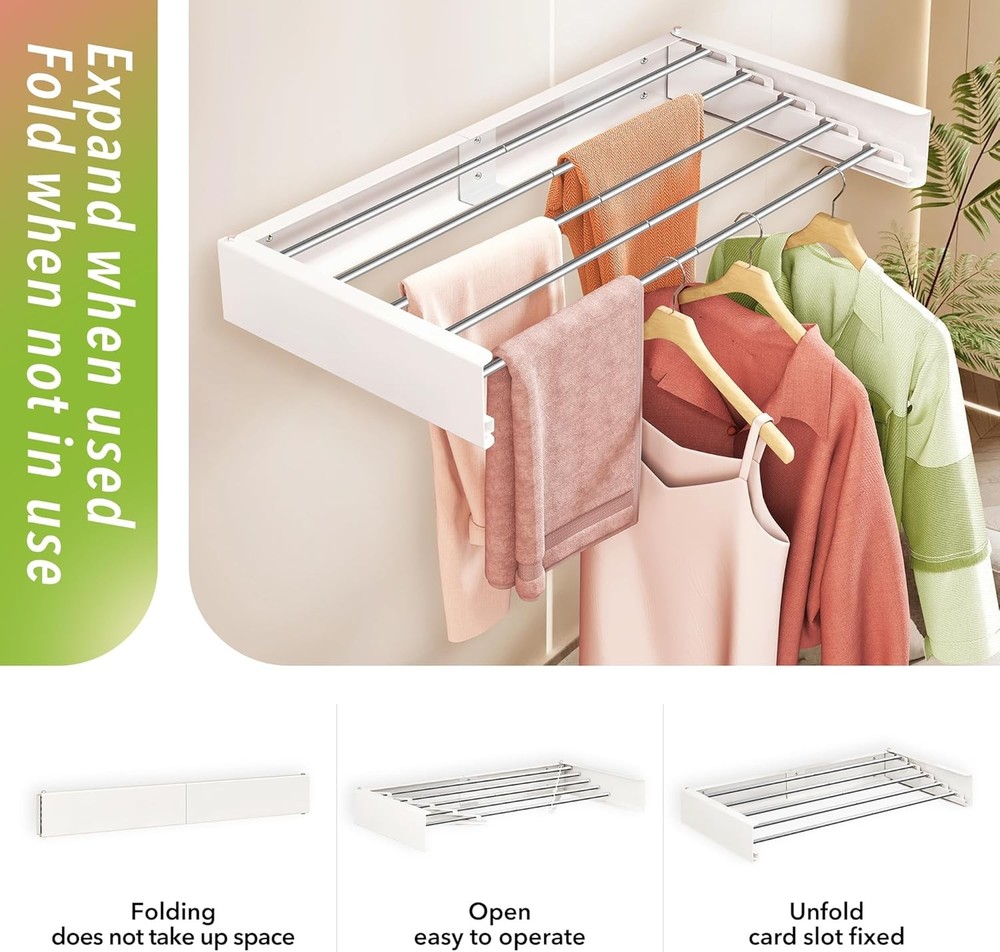 Wall Mounted Drying Rack,32 inches,Foldbale, Clothes Drying Rack,Laundry Drying