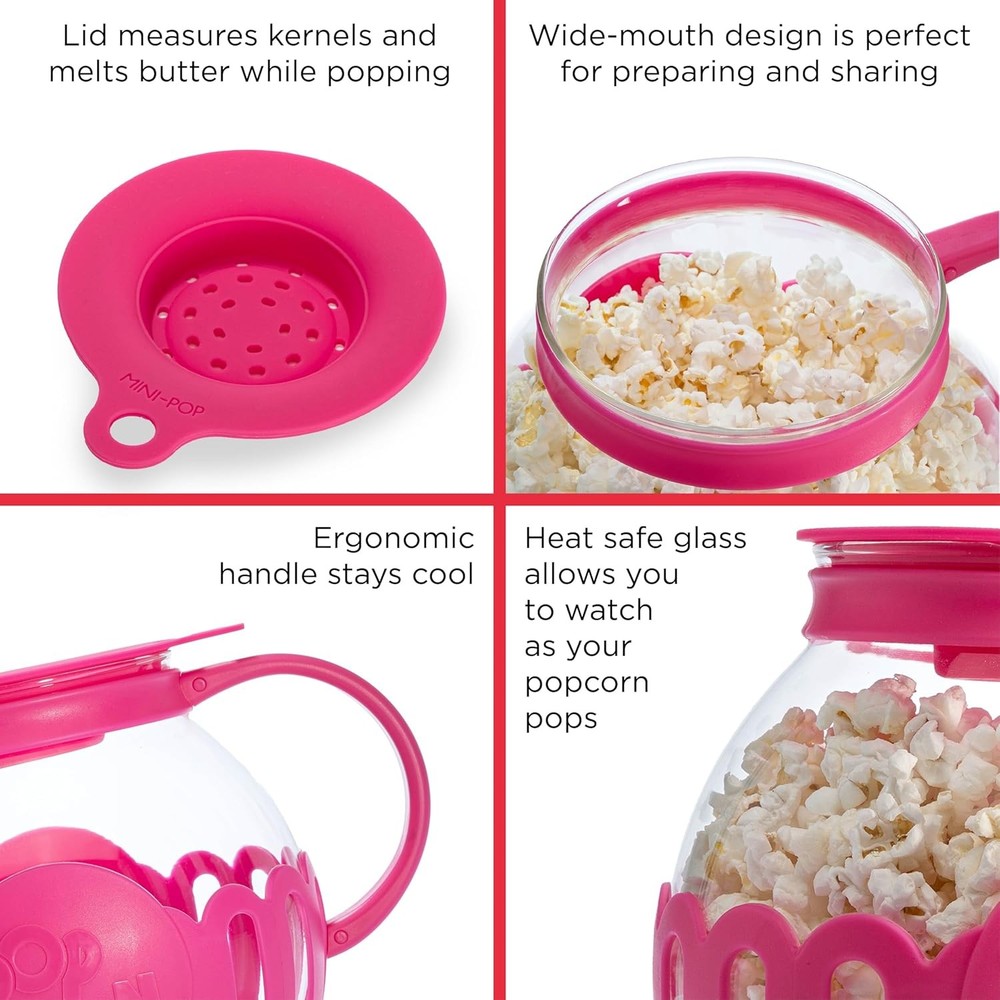 Ecolution Patented Micro-Pop Microwave Popcorn Popper with Temperature Safe Glas