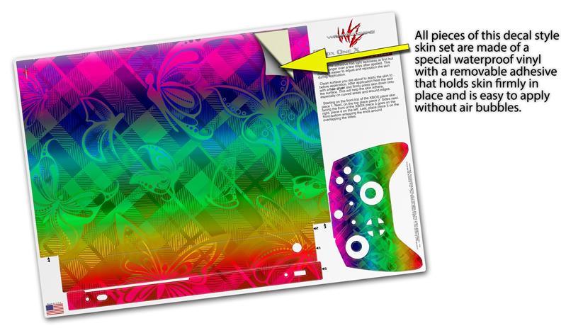 Skin for XBOX One X Console Controller Rainbow Butterflies Decal