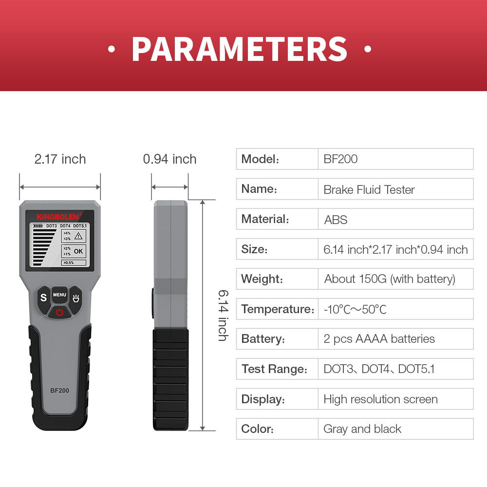 LCD Car Brake Fluid Tester High Precision Detector Analyzer DOT3 DOT4 DOT5.1