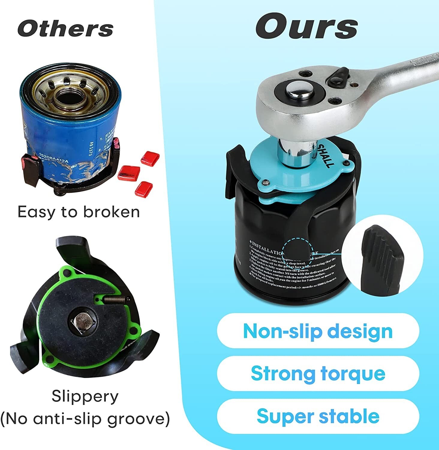 SHALL 4PCS Oil Filter Removal Set,12 In Oil Filter Plier,3-Jaw Oil Filter Wrench