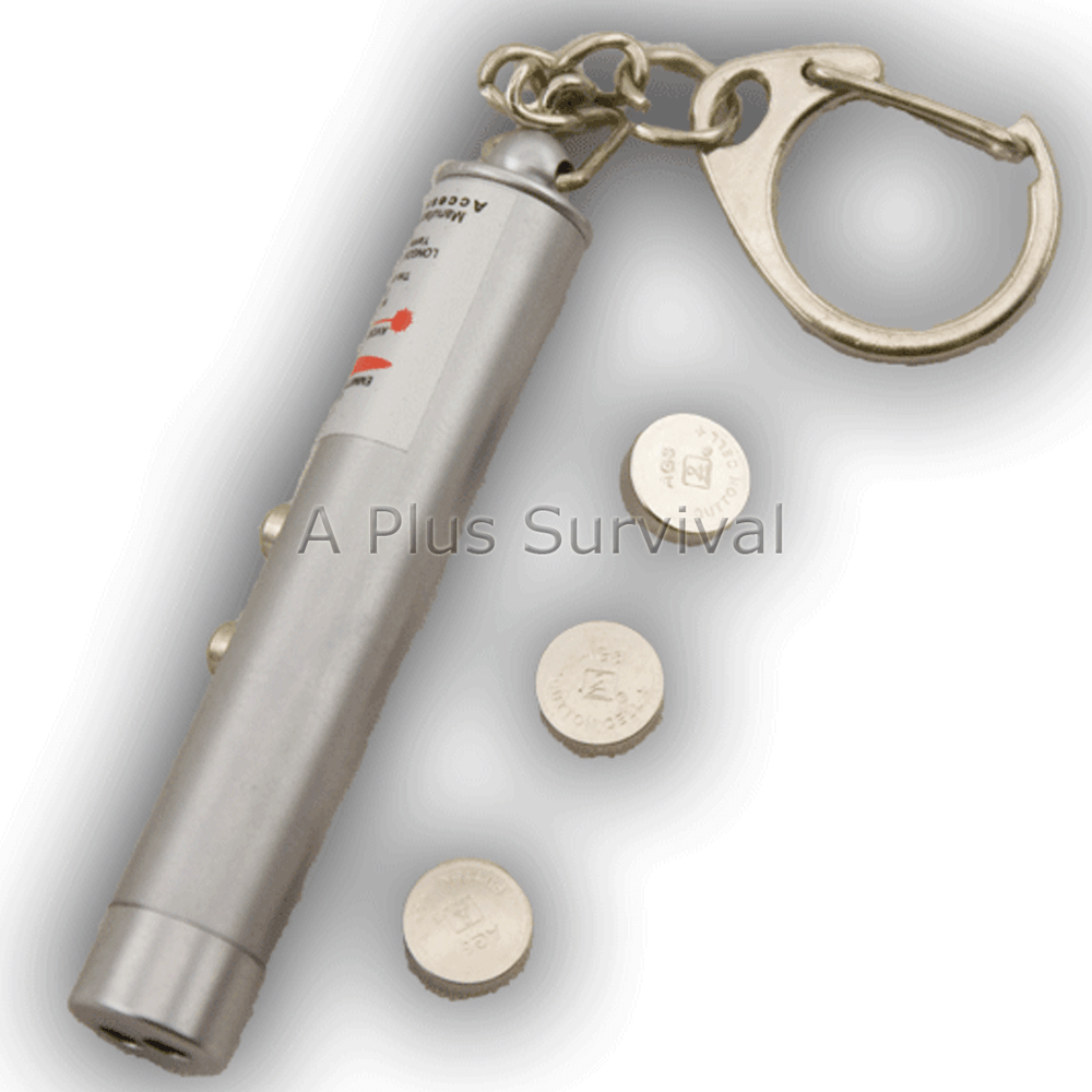 Laser Pointer & LED Flashlight Survival Keychain Light