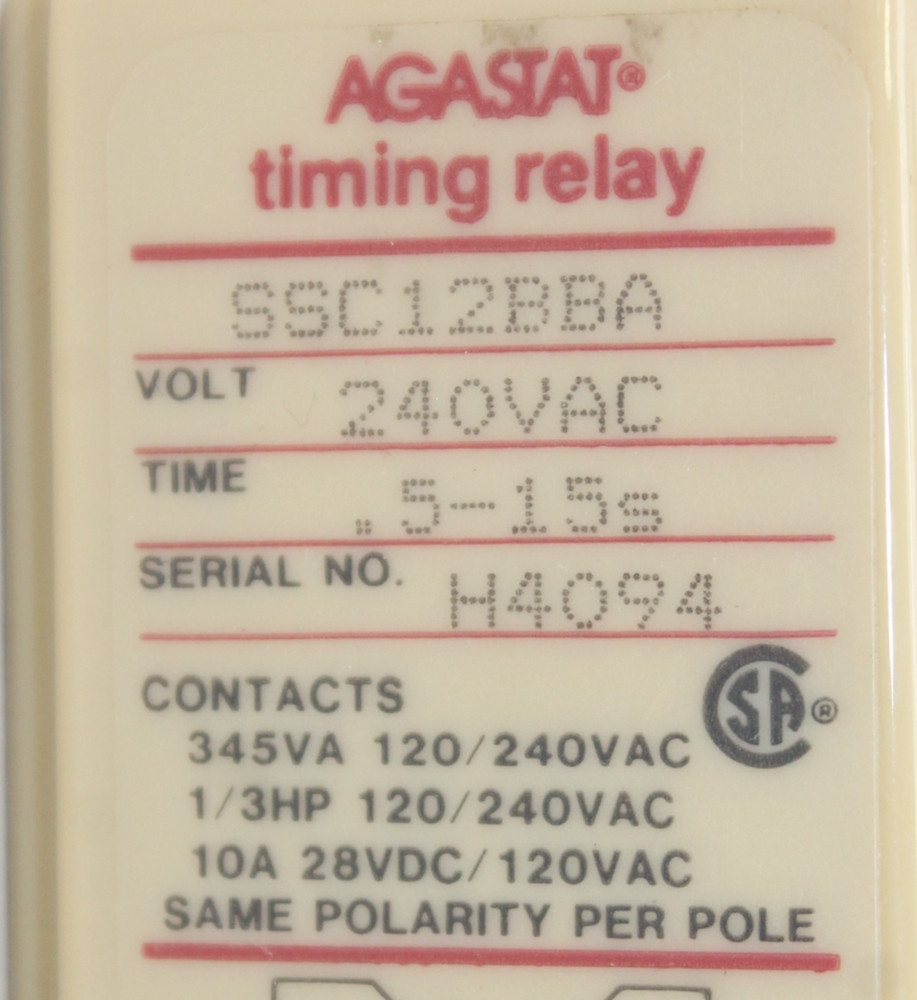 Agastat SSC12BBA Time Delay Relay
