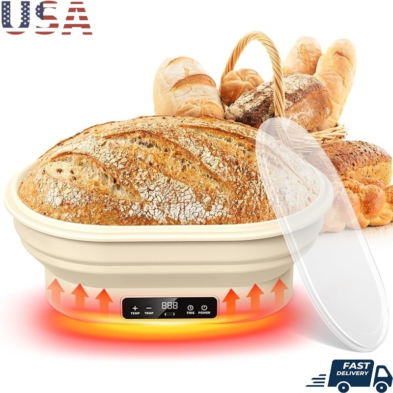 Electric Sourdough Proofing Basket W/ Adjustable Temperature LCD Timer Baking US