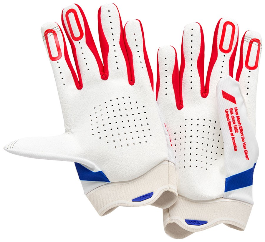 100% Itrack Gloves - Blue/White, Medium