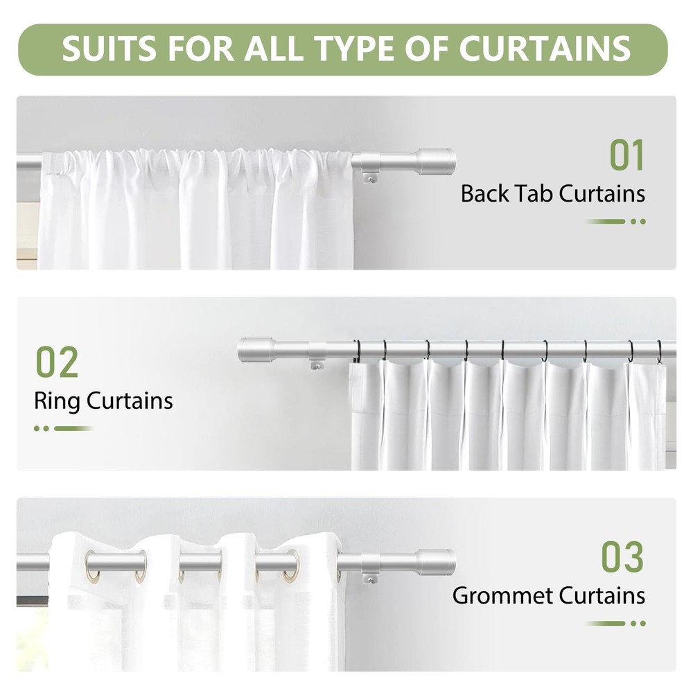 3090 Inch 5/8 Diameter Adjustable Splicing Silver Curtain Rod Brackets