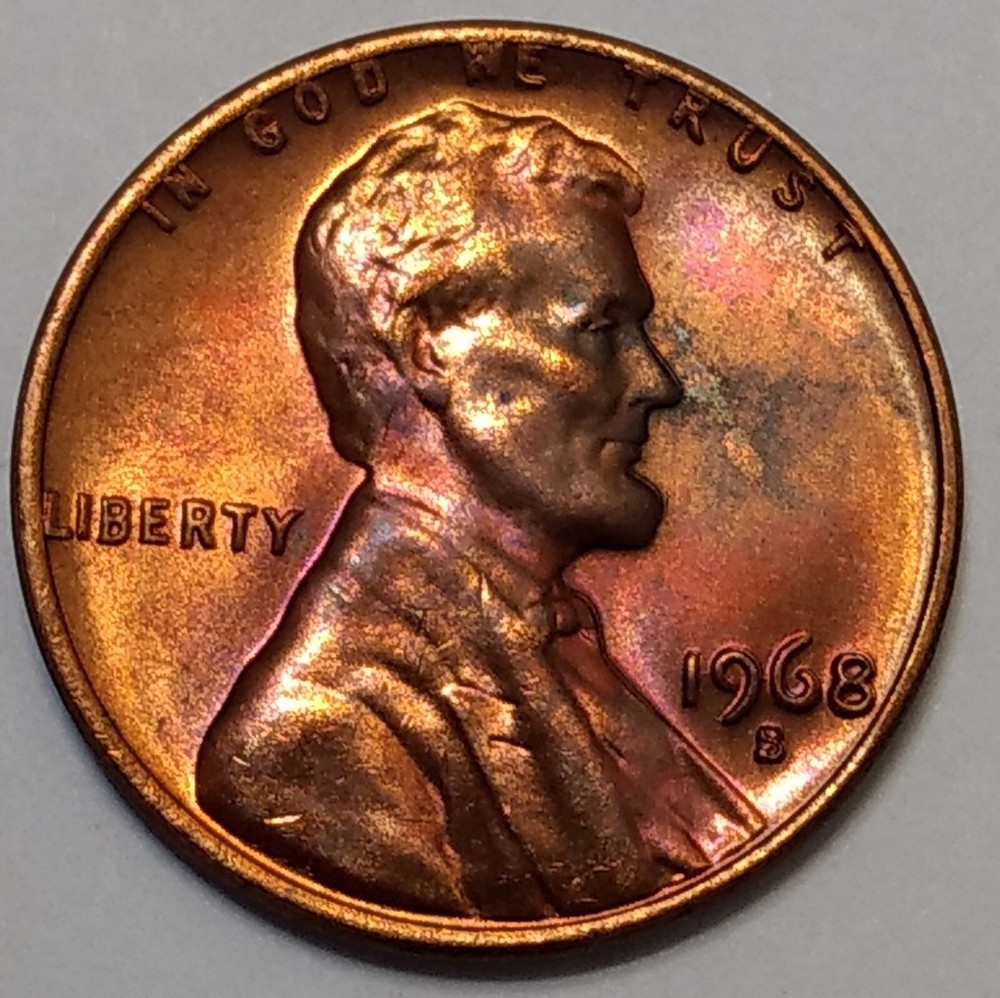 1968-S Lincoln Cent Mint State ~ Toned ~ RB