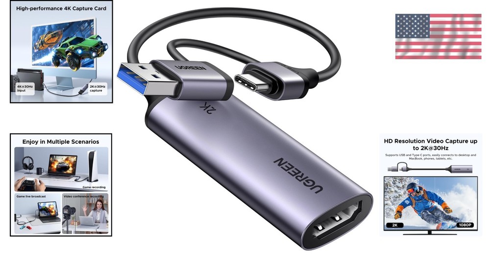 Universal 2K Video Capture Card - Stream from PS5, Xbox, Switch & PC